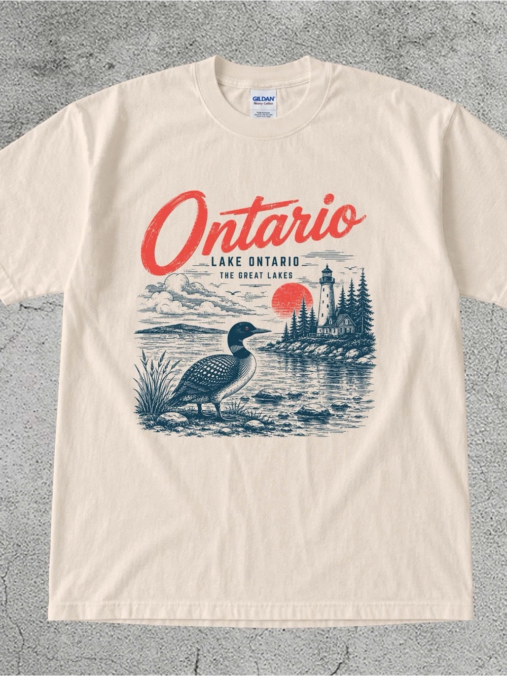Lake Ontario Graphic Lighthouse Great Lakes Wildlife Nature Shirt
